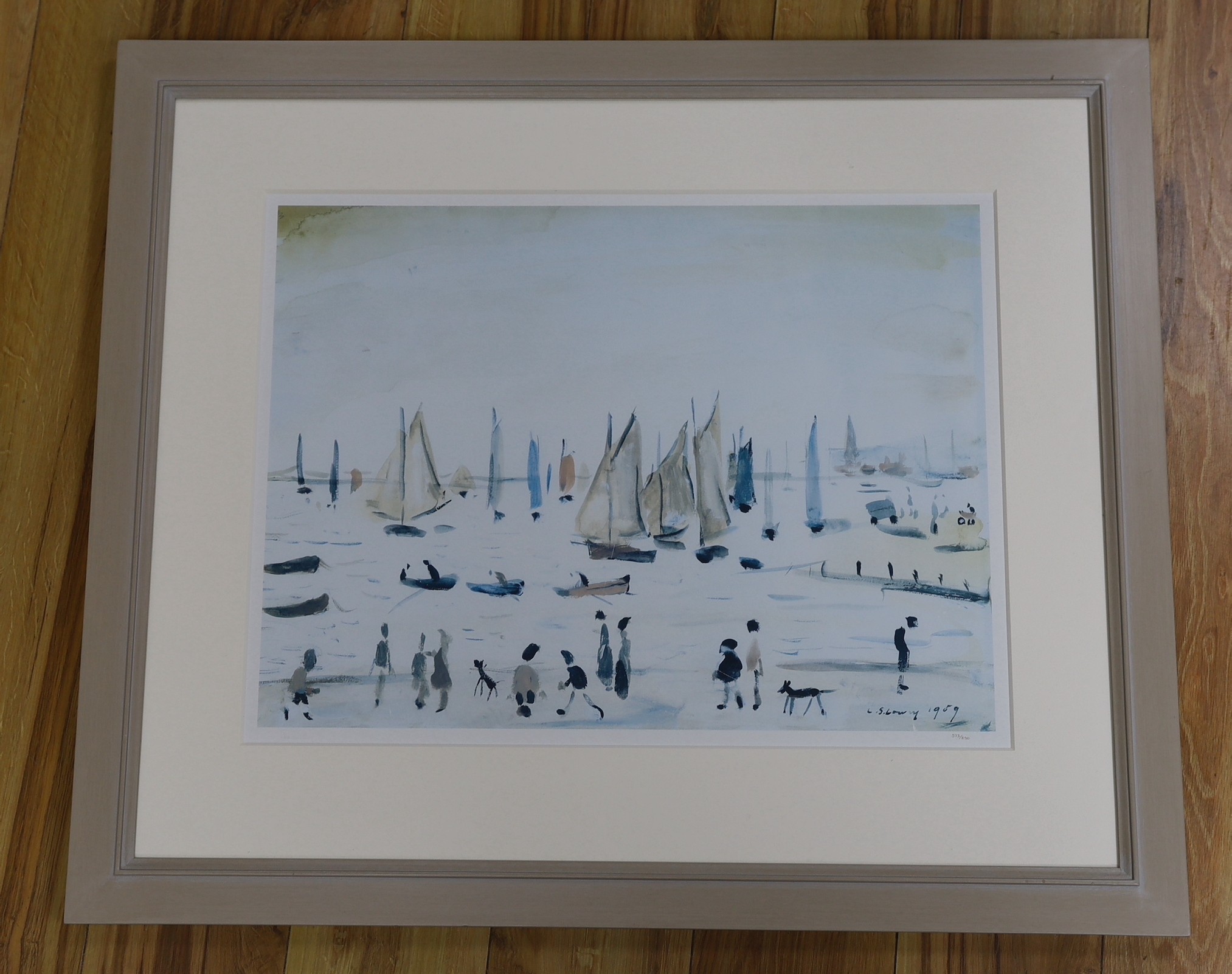 Lawrence Stephen Lowry, limited edition print, 'Yachts, 1959', blindstamped and numbered 573-850, 46 x 60cm